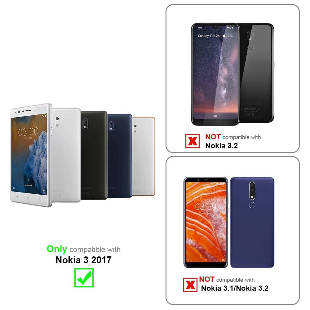 Cadorabo Hülle für Nokia 3 2017 Schutzhülle in Blau Handy Hülle Etui Book Case Cover