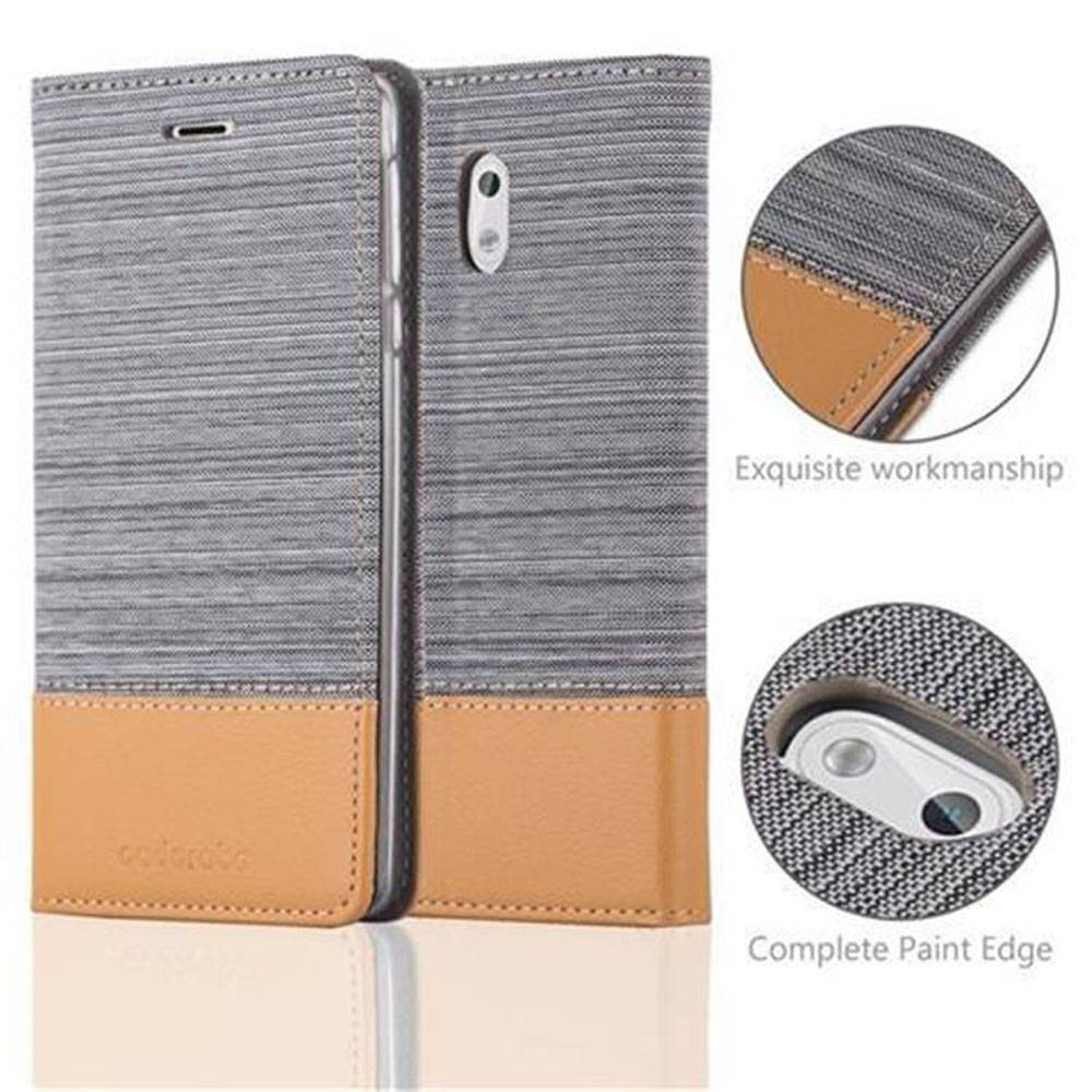 Cadorabo Hülle für Nokia 3 2017 Schutzhülle in Grau Handy Hülle Etui Book Case Cover