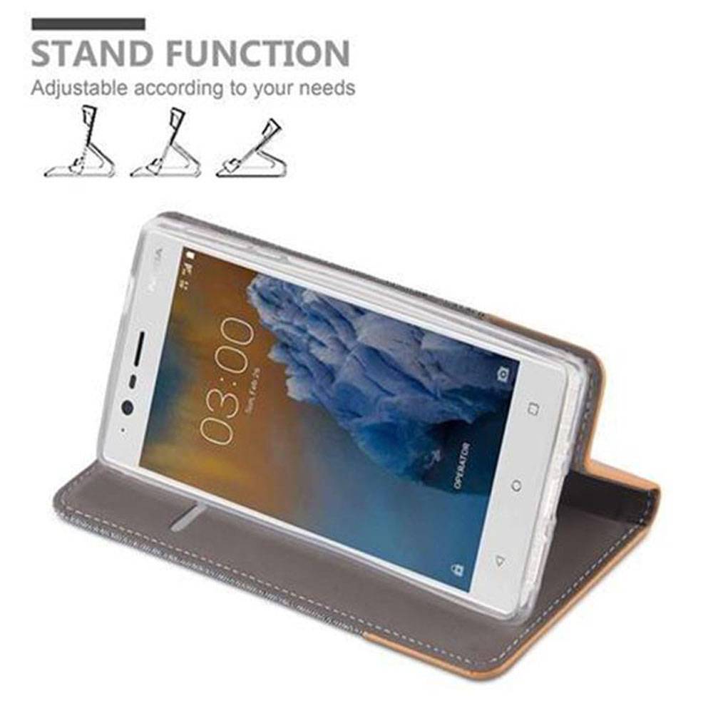 Cadorabo Hülle für Nokia 3 2017 Schutzhülle in Grau Handy Hülle Etui Book Case Cover