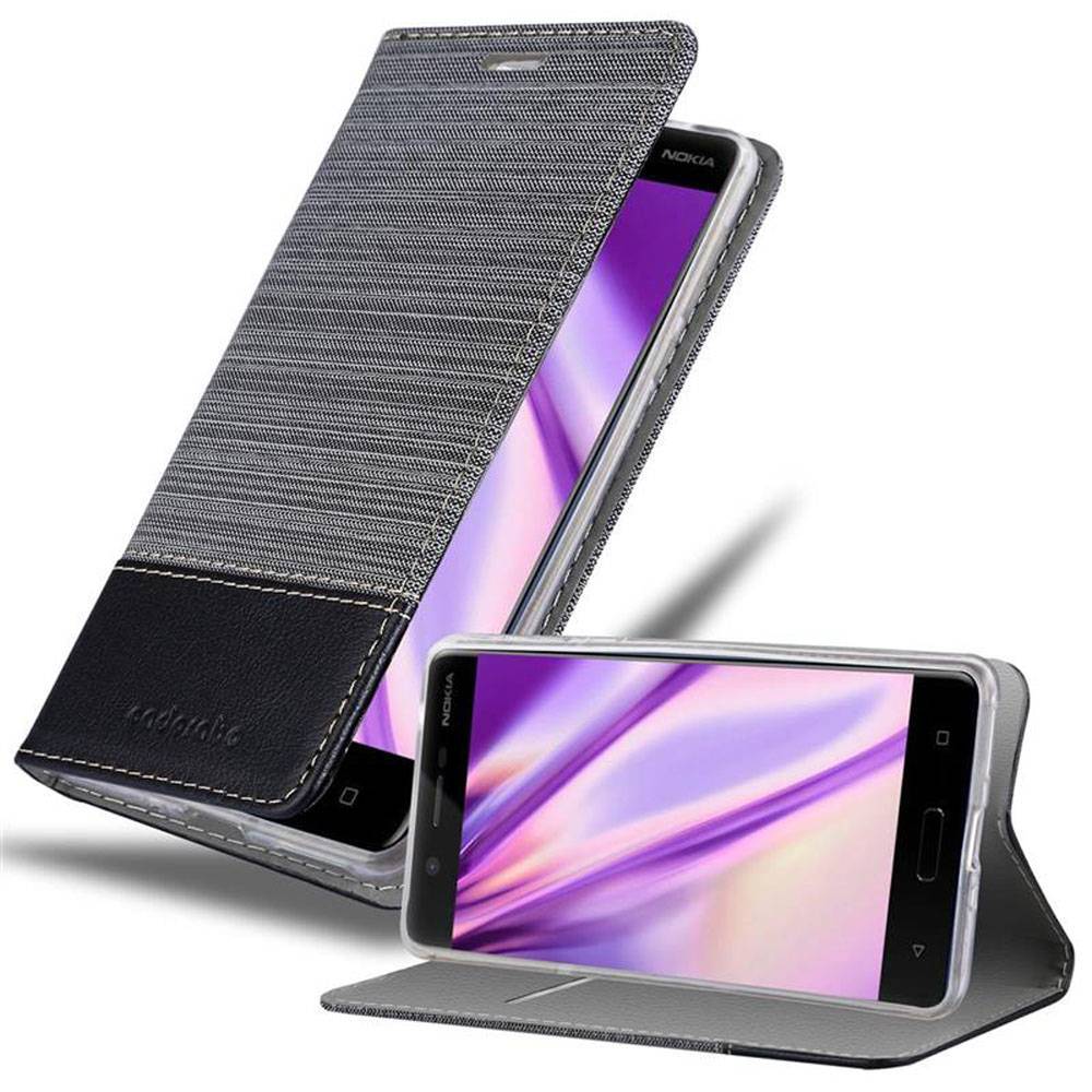 Cadorabo Hülle für Nokia 5 2017 Schutzhülle in Grau Handy Hülle Etui Book Case Cover