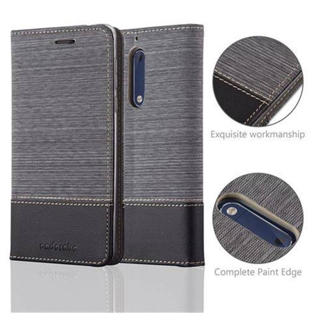 Cadorabo Hülle für Nokia 5 2017 Schutzhülle in Grau Handy Hülle Etui Book Case Cover