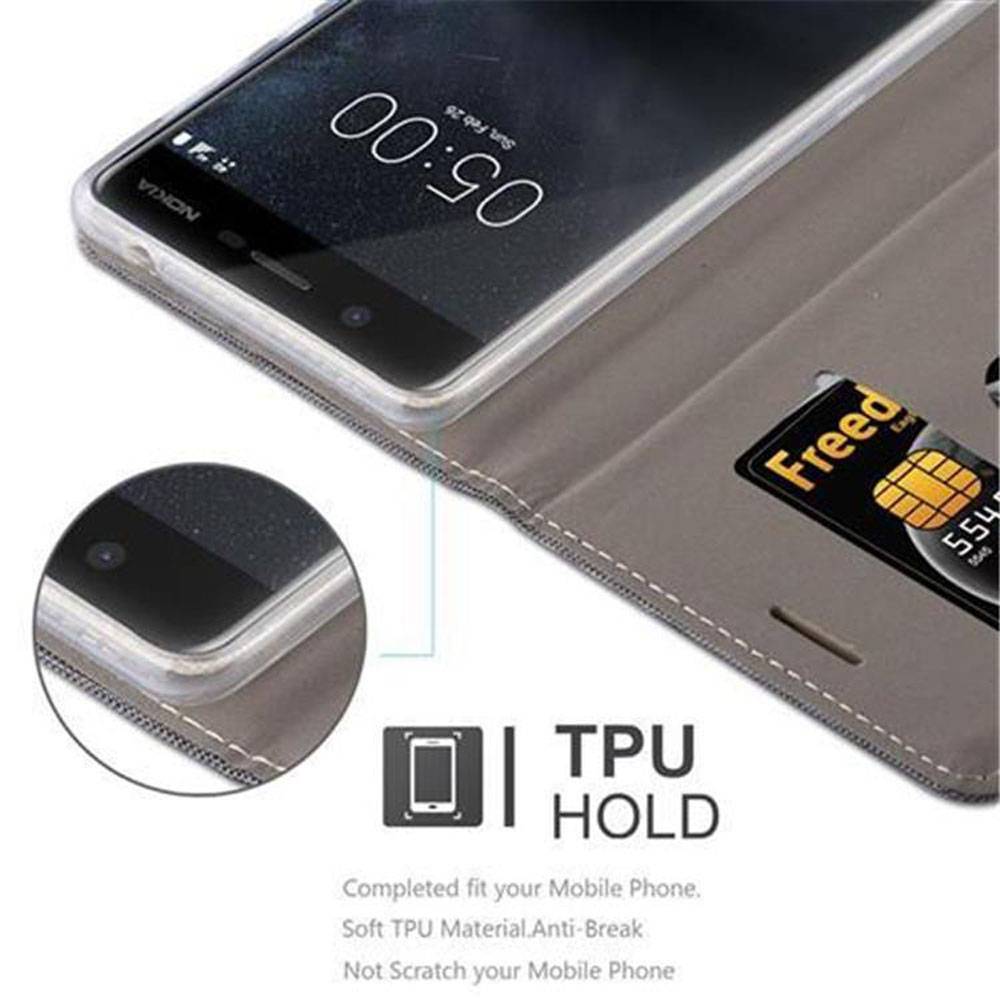 Cadorabo Hülle für Nokia 5 2017 Schutzhülle in Grau Handy Hülle Etui Book Case Cover