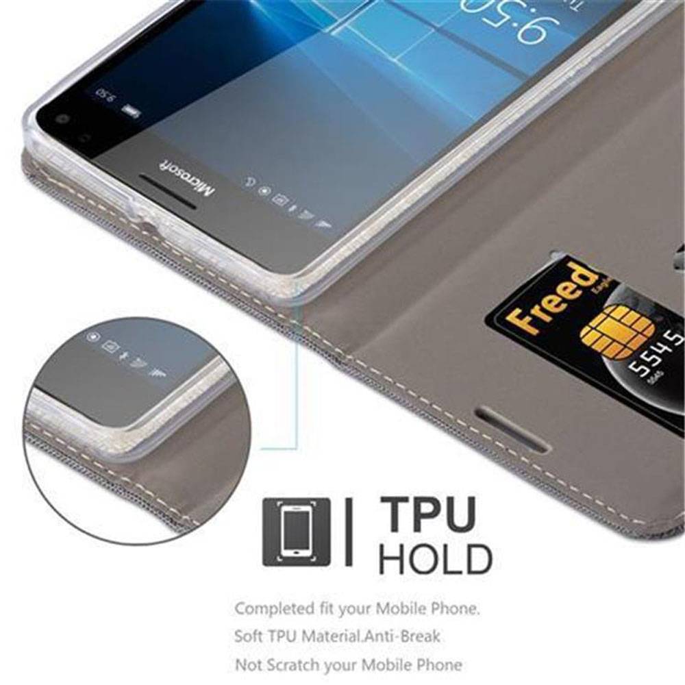Cadorabo Hülle für Nokia Lumia 950 XL Schutzhülle in Grau Handy Hülle Etui Book Case Cover