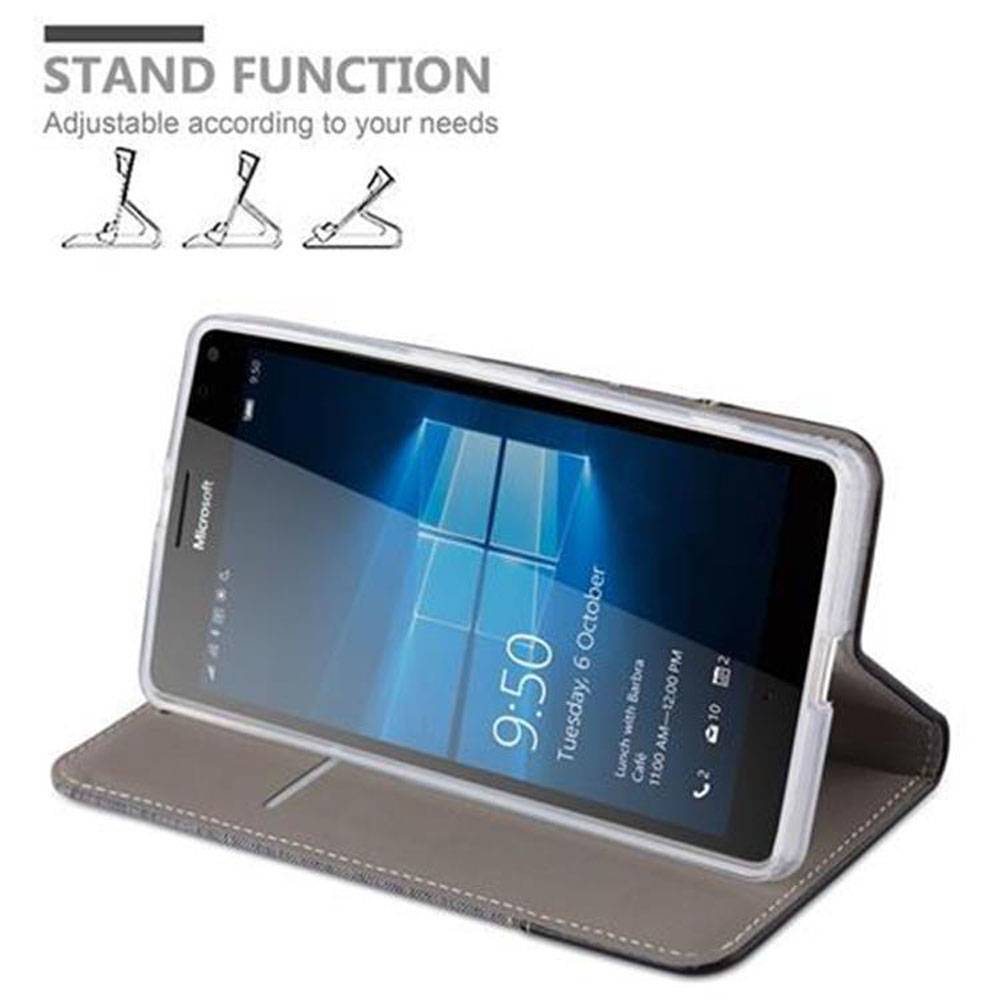 Cadorabo Hülle für Nokia Lumia 950 XL Schutzhülle in Grau Handy Hülle Etui Book Case Cover
