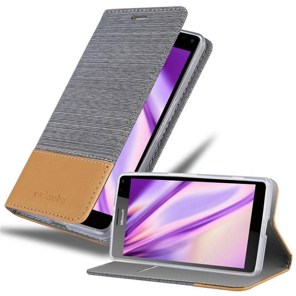 Cadorabo Hülle für Nokia Lumia 950 XL Schutzhülle in Grau Handy Hülle Etui Book Case Cover