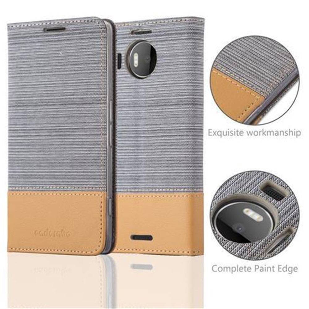 Cadorabo Hülle für Nokia Lumia 950 XL Schutzhülle in Grau Handy Hülle Etui Book Case Cover