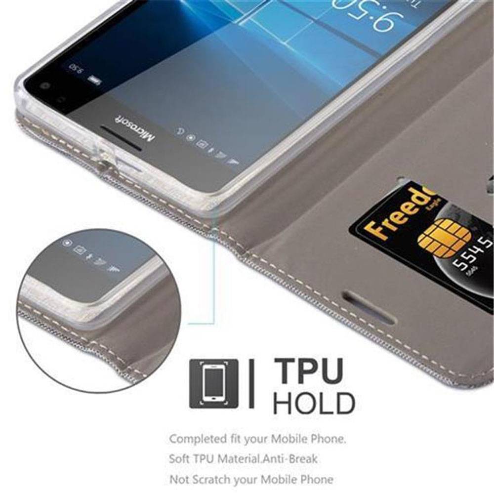 Cadorabo Hülle für Nokia Lumia 950 XL Schutzhülle in Grau Handy Hülle Etui Book Case Cover