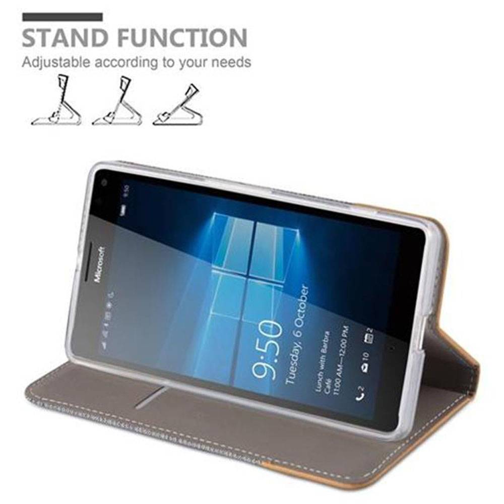 Cadorabo Hülle für Nokia Lumia 950 XL Schutzhülle in Grau Handy Hülle Etui Book Case Cover