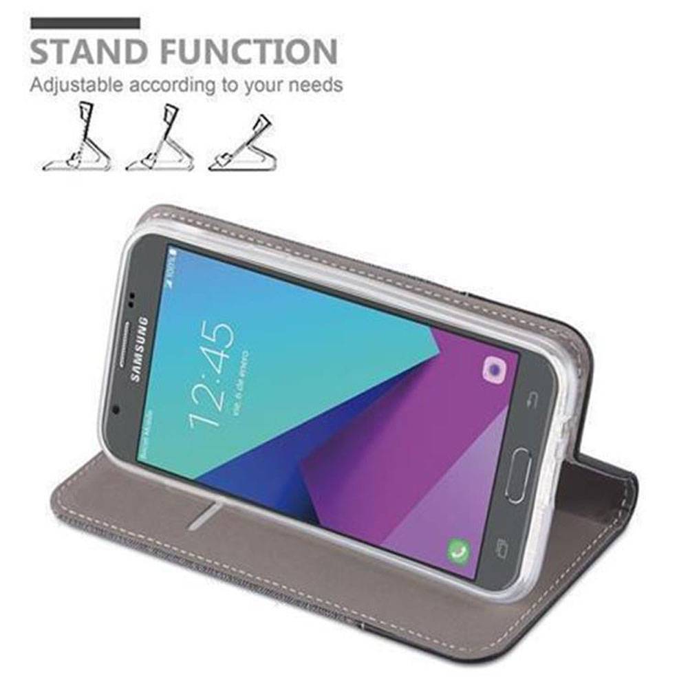 Cadorabo Hülle für Samsung Galaxy J7 2017 US Version Schutzhülle in Grau Handy Hülle Etui Book Case Cover