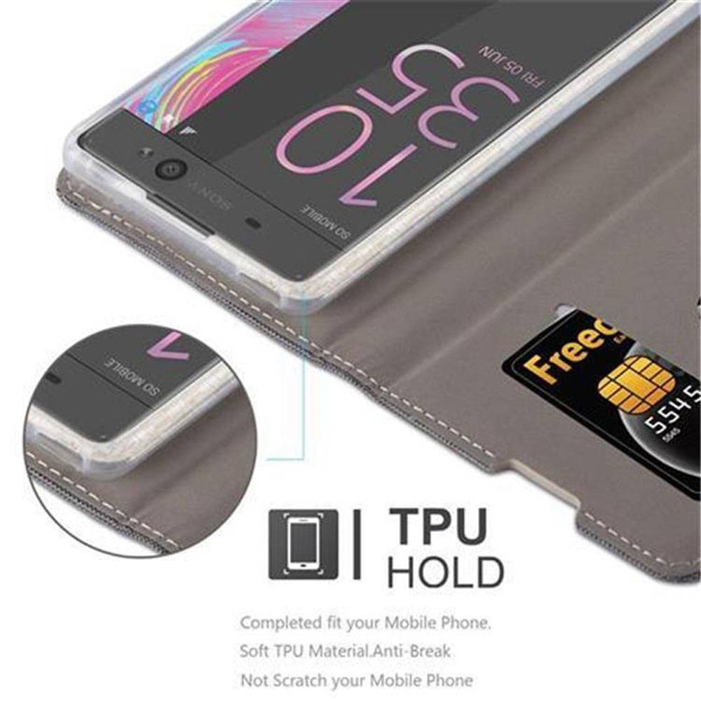 Cadorabo Hülle für Sony Xperia XA Schutzhülle in Grau Handy Hülle Etui Book Case Cover
