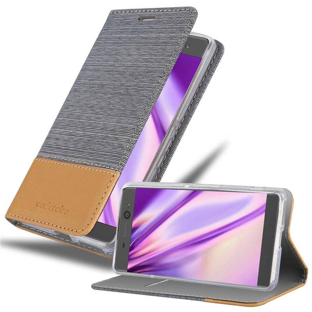 Cadorabo Hülle für Sony Xperia XA Schutzhülle in Grau Handy Hülle Etui Book Case Cover