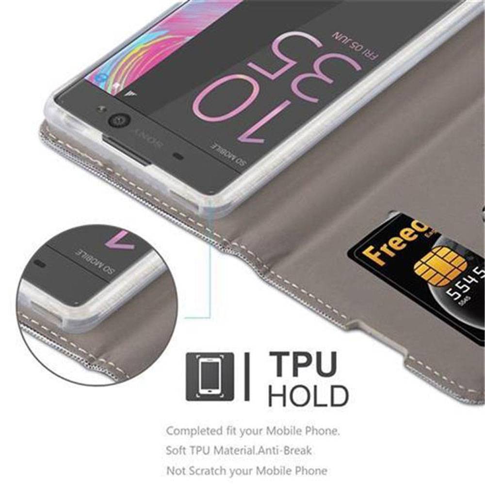 Cadorabo Hülle für Sony Xperia XA Schutzhülle in Grau Handy Hülle Etui Book Case Cover