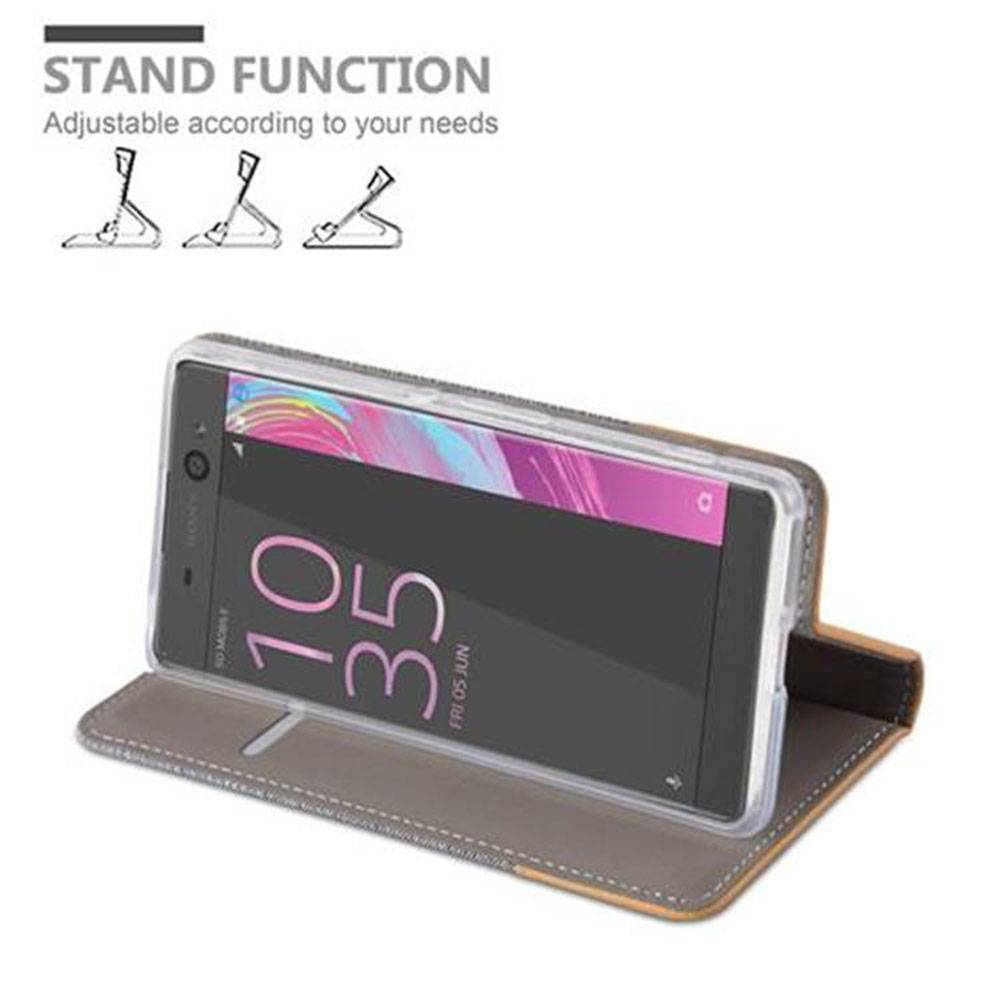 Cadorabo Hülle für Sony Xperia XA Schutzhülle in Grau Handy Hülle Etui Book Case Cover