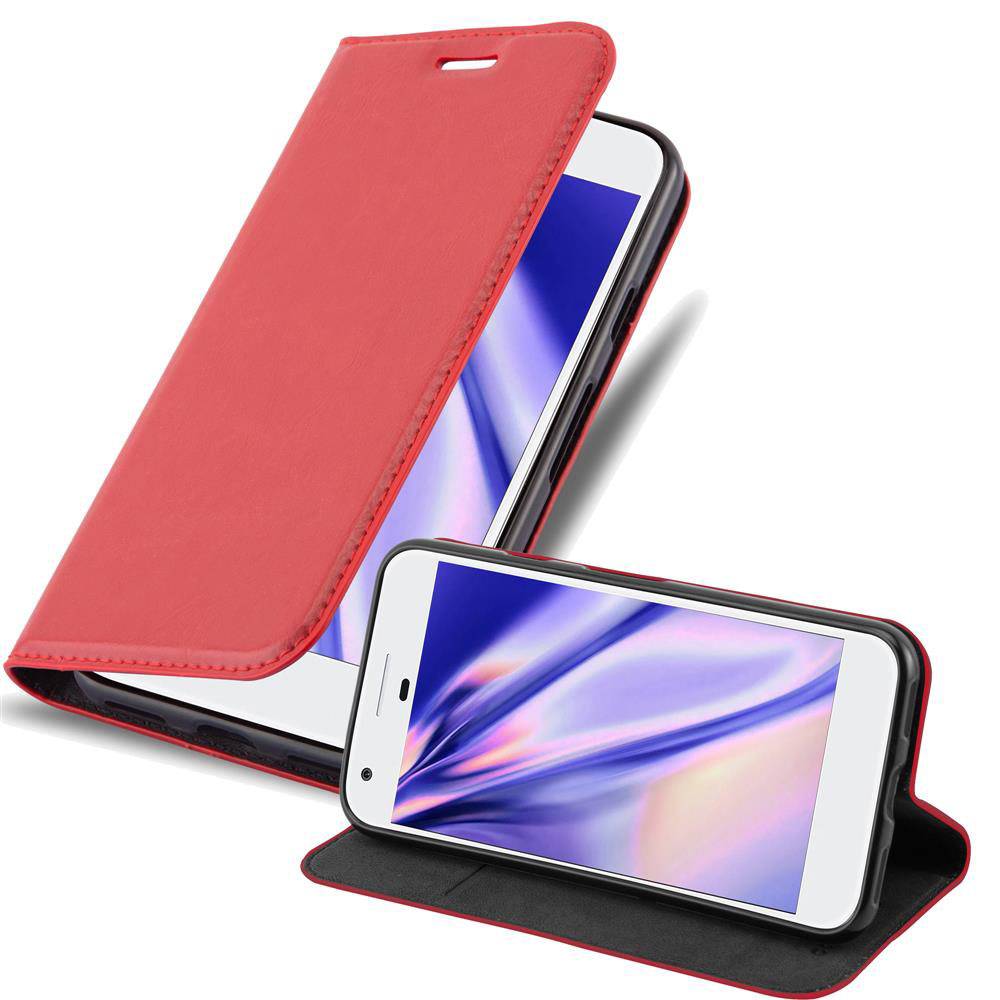 Cadorabo Hülle für Google PIXEL Schutz Hülle in Rot Handyhülle Etui Case Cover Magnetverschluss