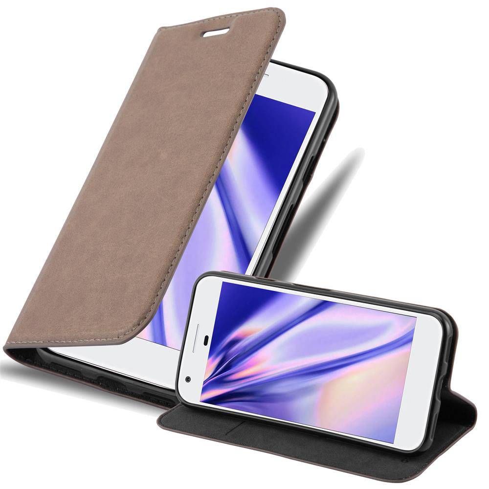 Cadorabo Hülle für Google PIXEL Schutz Hülle in Braun Handyhülle Etui Case Cover Magnetverschluss