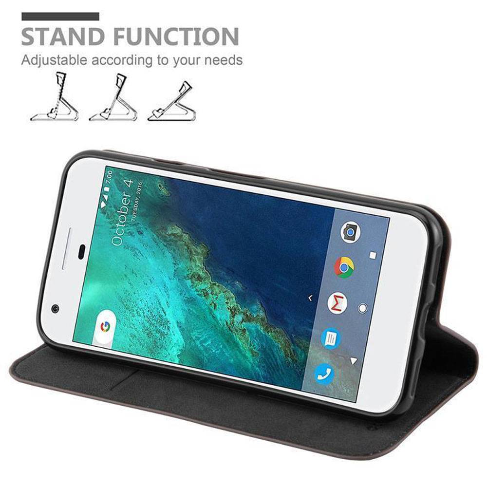 Cadorabo Hülle für Google PIXEL Schutz Hülle in Braun Handyhülle Etui Case Cover Magnetverschluss