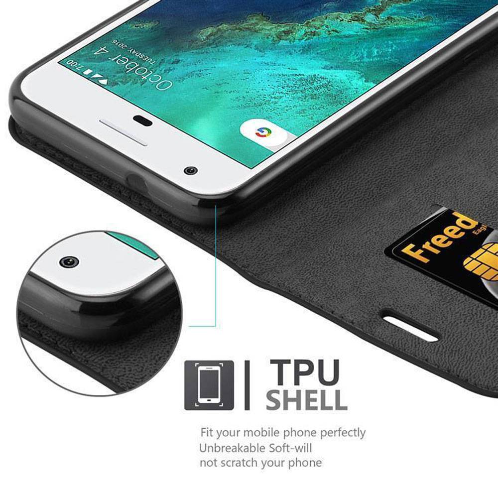 Cadorabo Hülle für Google PIXEL Schutz Hülle in Schwarz Handyhülle Etui Case Cover Magnetverschluss