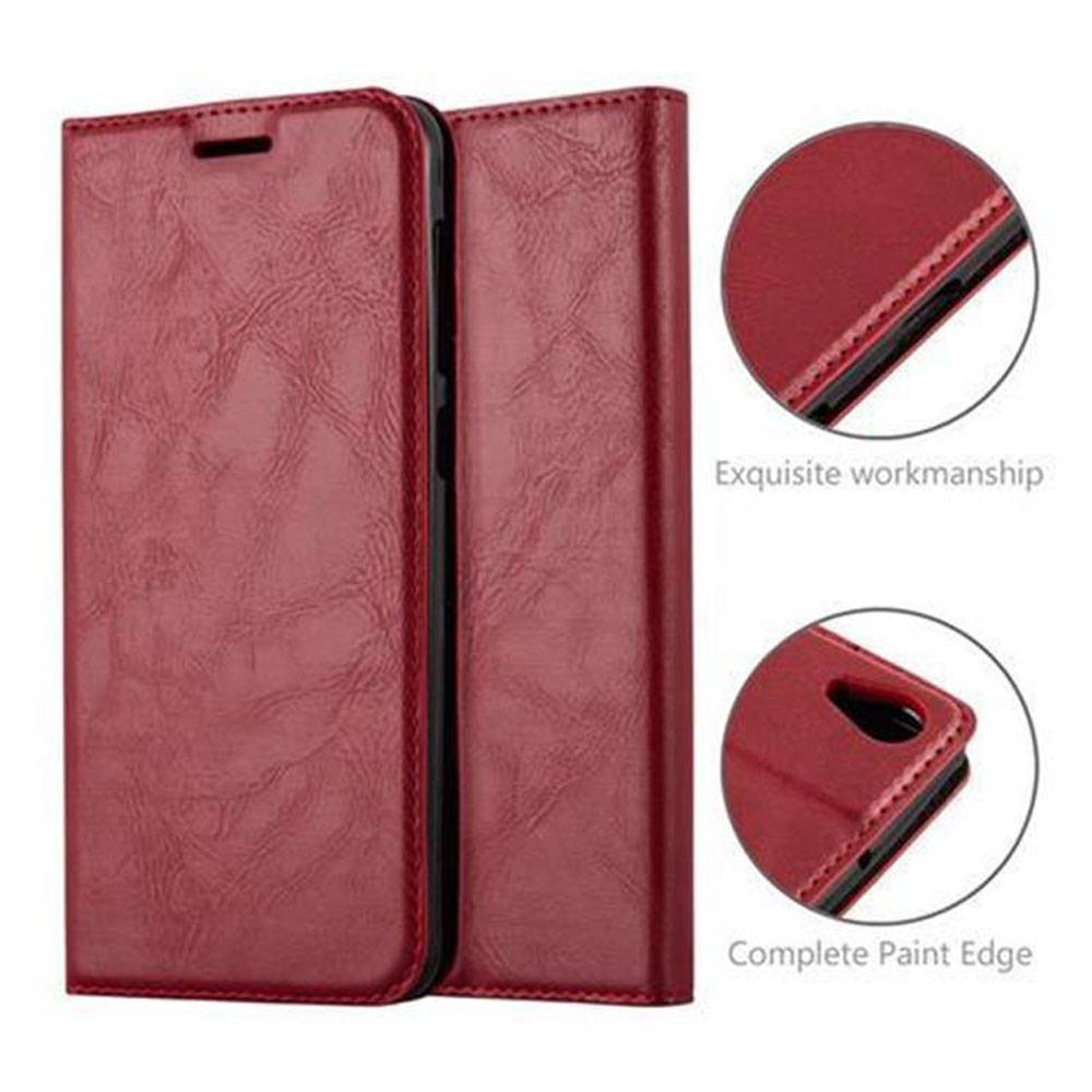Cadorabo Hülle für HTC Desire 10 LIFESTYLE / Desire 825 Schutz Hülle in Rot Handyhülle Etui Case Cover Magnetverschluss