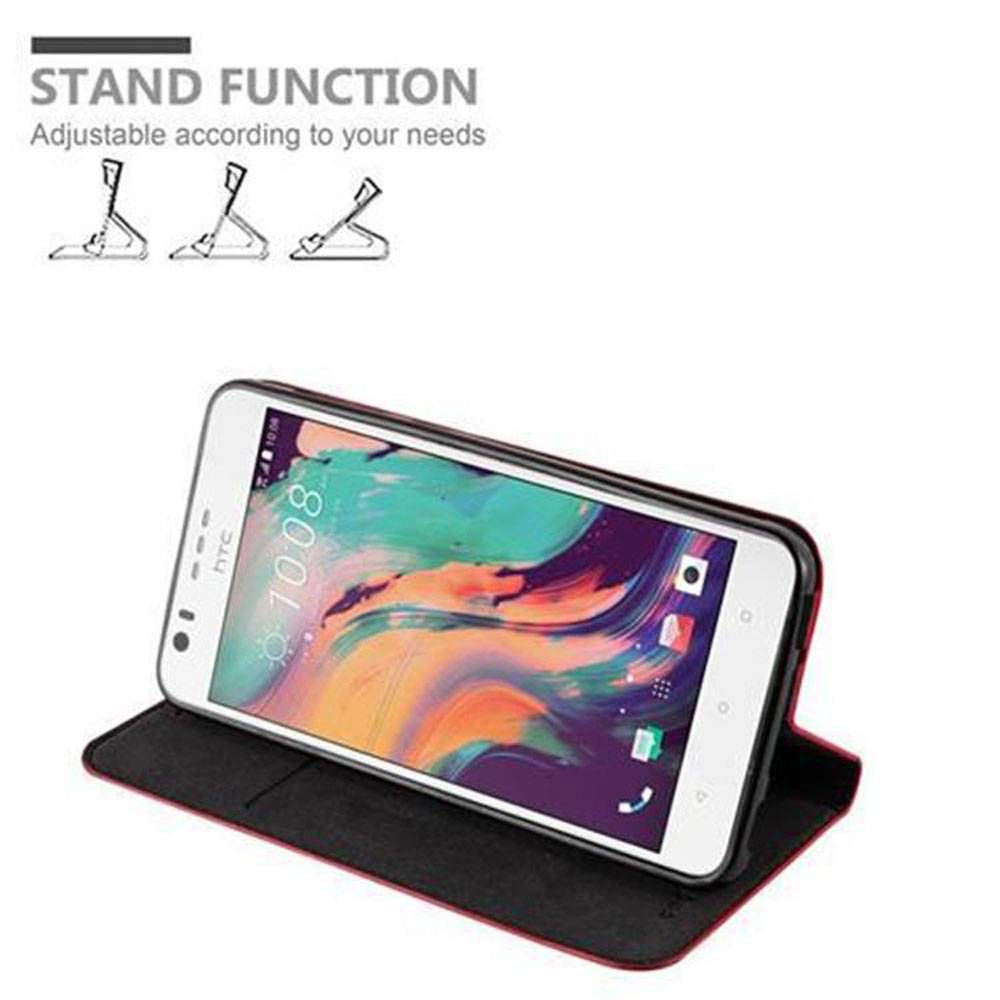 Cadorabo Hülle für HTC Desire 10 LIFESTYLE / Desire 825 Schutz Hülle in Rot Handyhülle Etui Case Cover Magnetverschluss