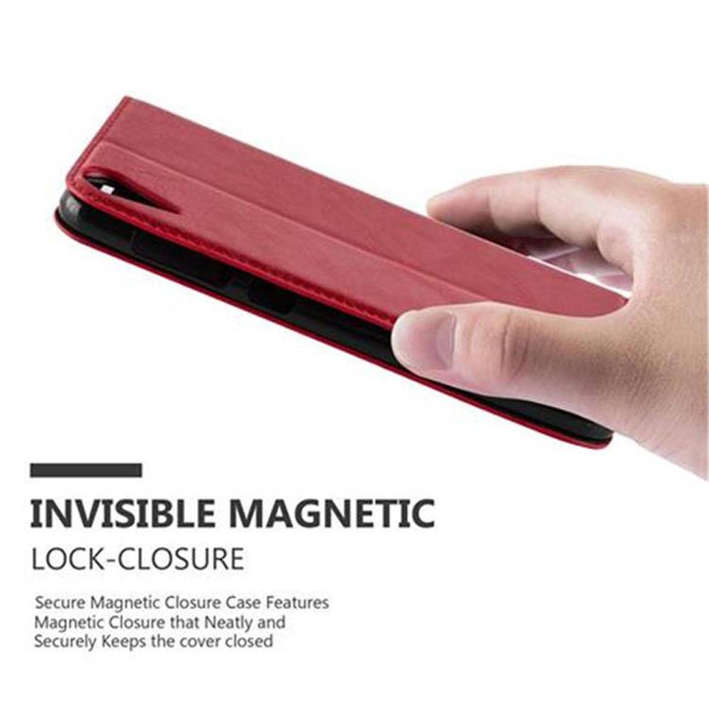 Cadorabo Hülle für HTC Desire 10 LIFESTYLE / Desire 825 Schutz Hülle in Rot Handyhülle Etui Case Cover Magnetverschluss