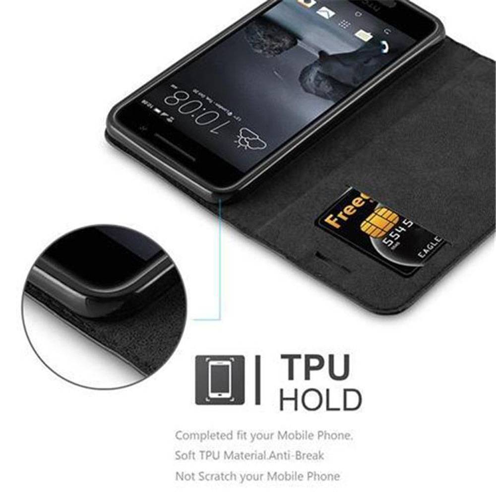 Cadorabo Hülle für HTC ONE A9 Schutz Hülle in Schwarz Handyhülle Etui Case Cover Magnetverschluss