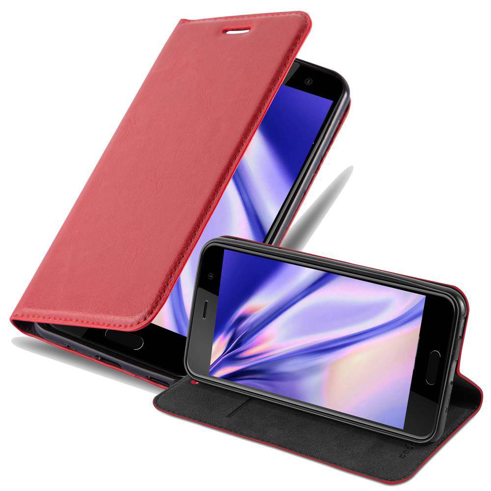 Cadorabo Hülle für HTC U PLAY Schutz Hülle in Rot Handyhülle Etui Case Cover Magnetverschluss