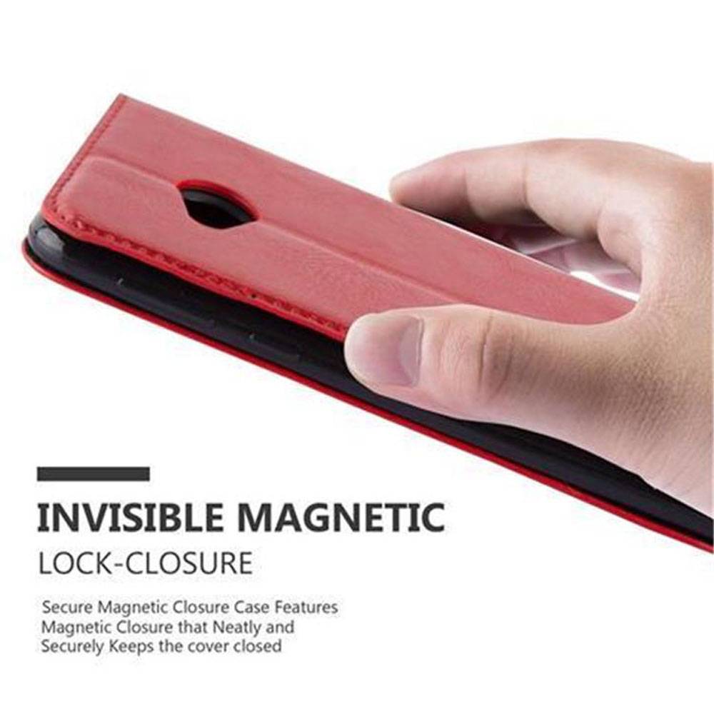 Cadorabo Hülle für HTC U PLAY Schutz Hülle in Rot Handyhülle Etui Case Cover Magnetverschluss