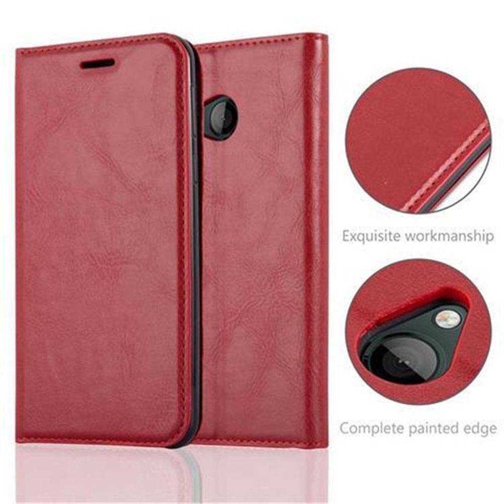 Cadorabo Hülle für HTC U PLAY Schutz Hülle in Rot Handyhülle Etui Case Cover Magnetverschluss