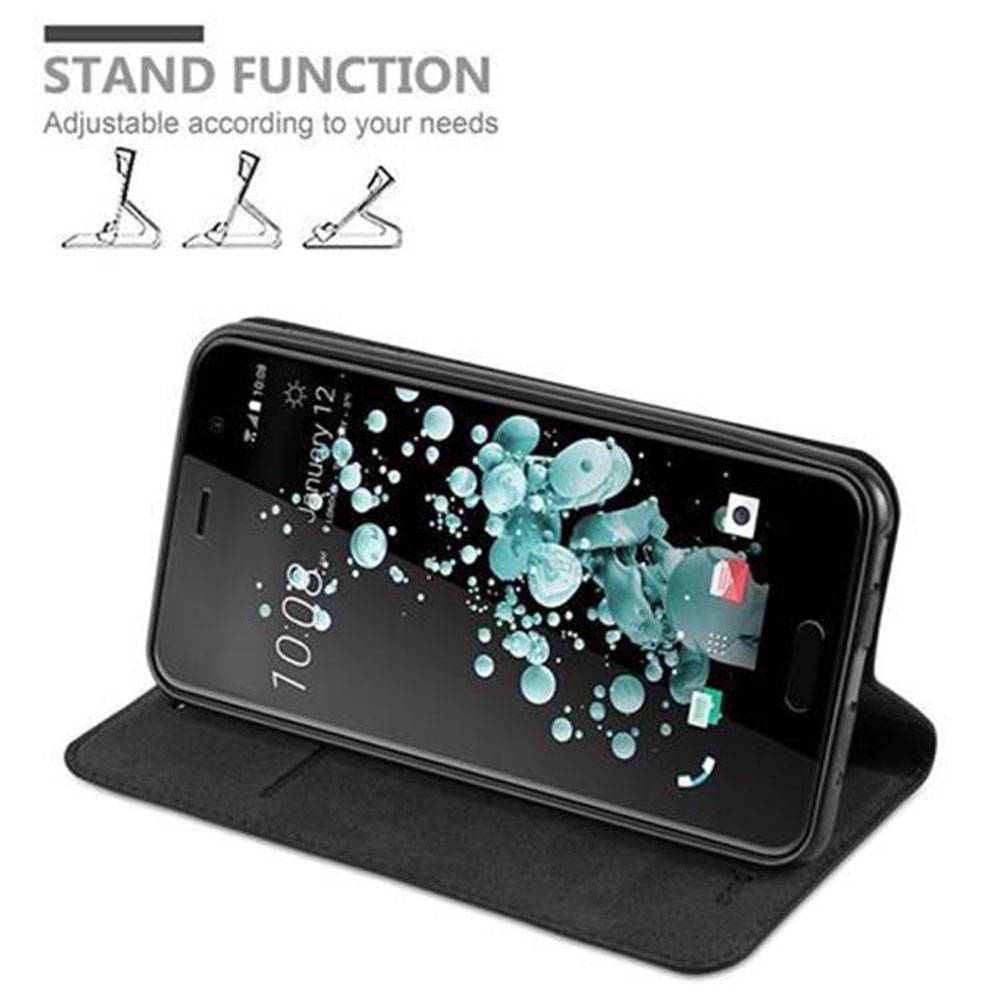 Cadorabo Hülle für HTC U PLAY Schutz Hülle in Schwarz Handyhülle Etui Case Cover Magnetverschluss
