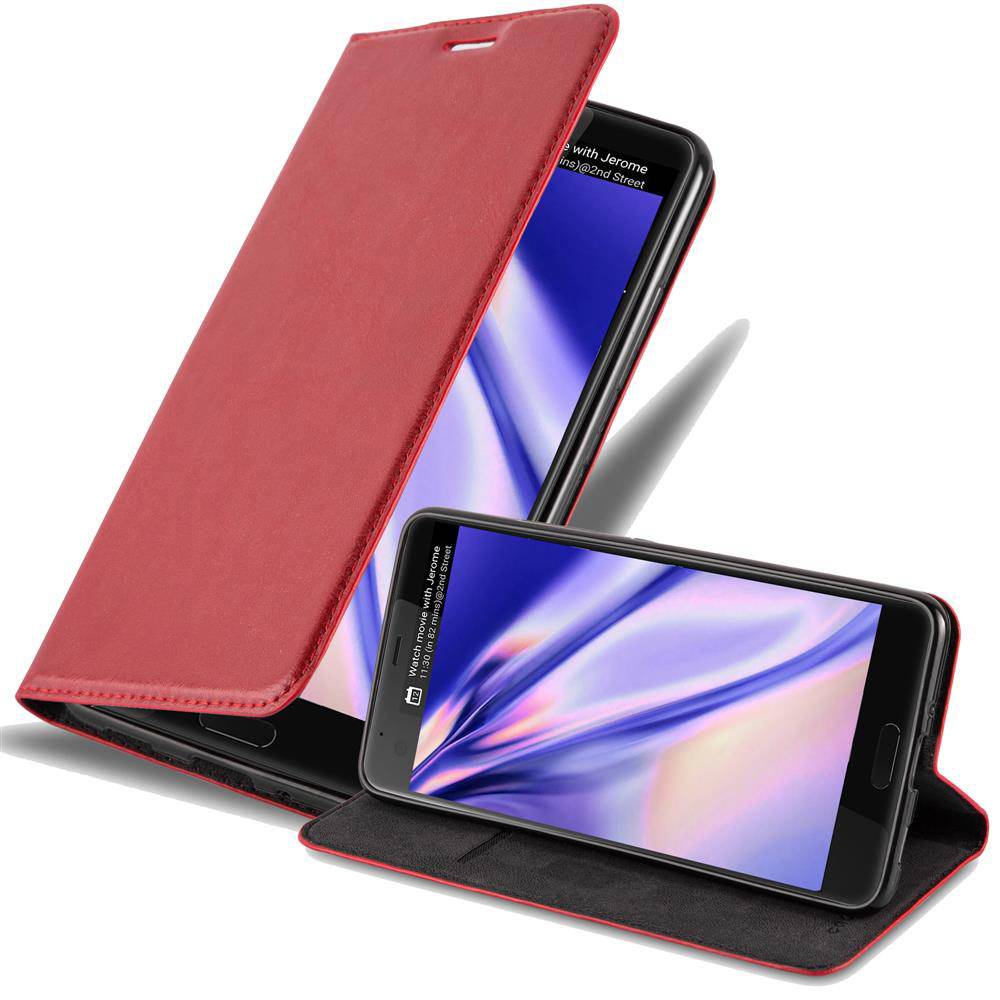 Cadorabo Hülle für HTC U ULTRA Schutz Hülle in Rot Handyhülle Etui Case Cover Magnetverschluss