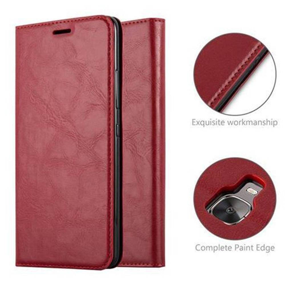 Cadorabo Hülle für HTC U ULTRA Schutz Hülle in Rot Handyhülle Etui Case Cover Magnetverschluss