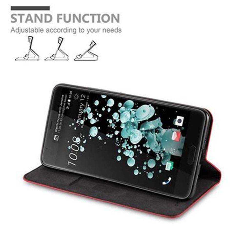 Cadorabo Hülle für HTC U ULTRA Schutz Hülle in Rot Handyhülle Etui Case Cover Magnetverschluss
