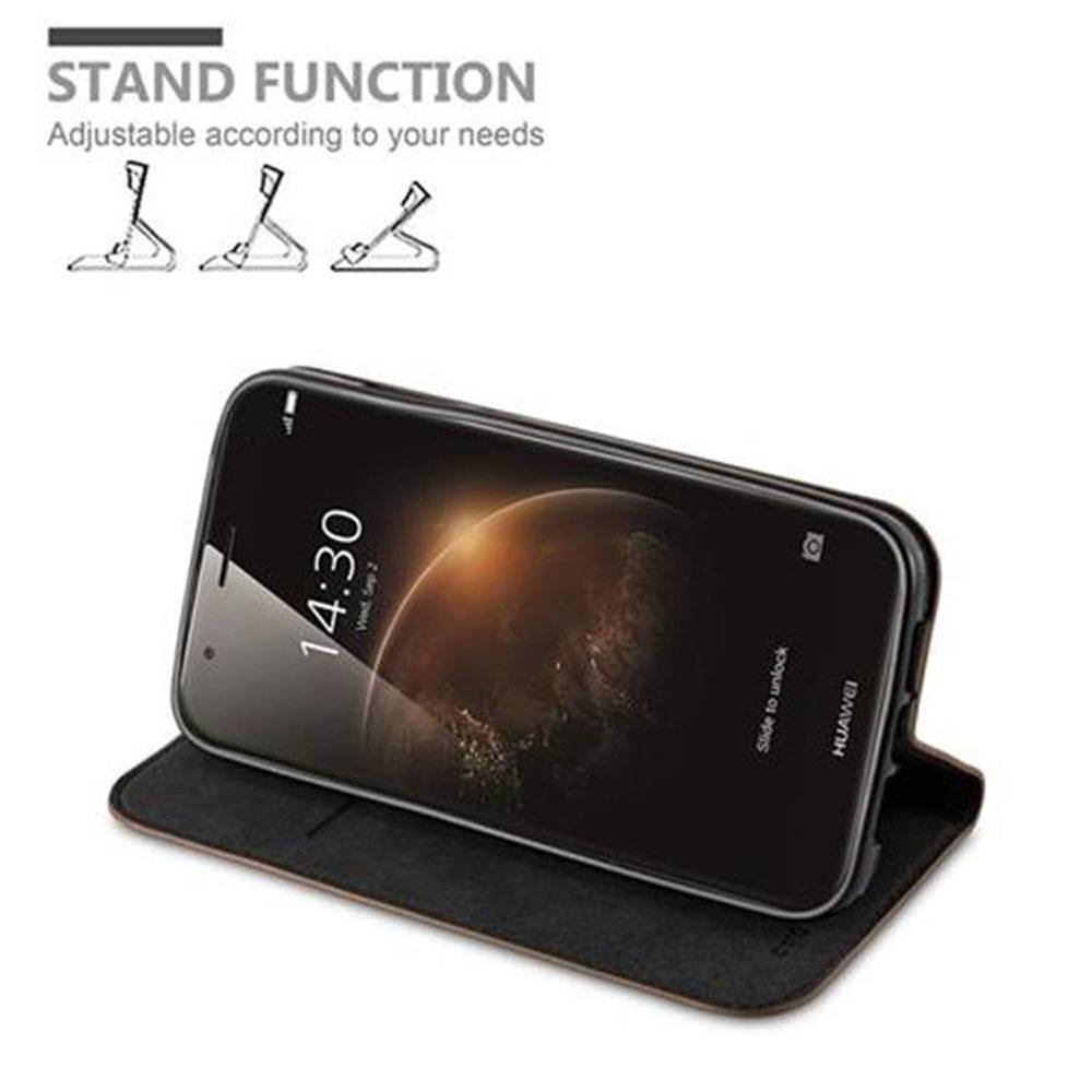 Cadorabo Hülle für Huawei ASCEND G7 PLUS / G8 / GX8 Schutz Hülle in Braun Handyhülle Etui Case Cover Magnetverschluss
