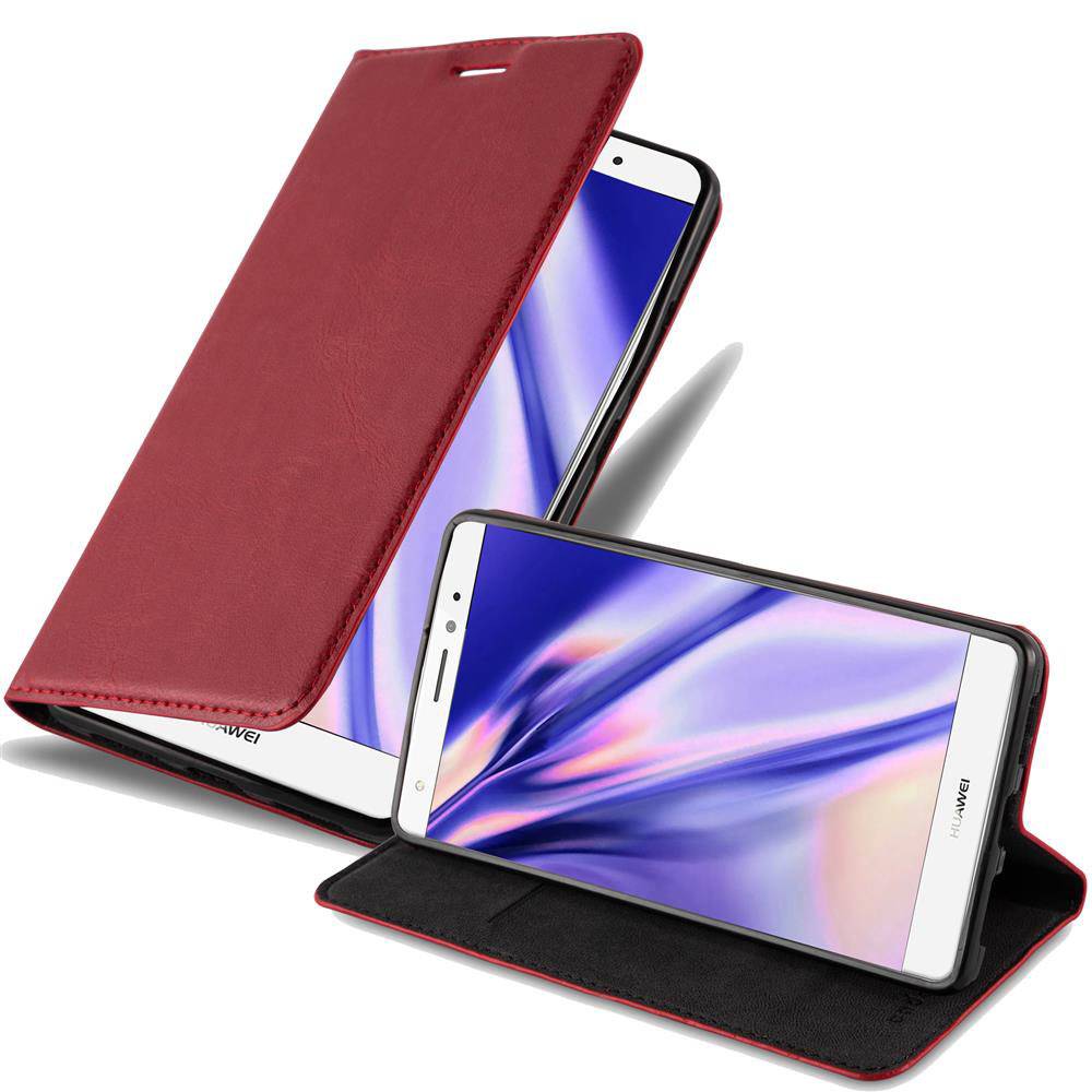 Cadorabo Hülle für Huawei MATE S Schutz Hülle in Rot Handyhülle Etui Case Cover Magnetverschluss