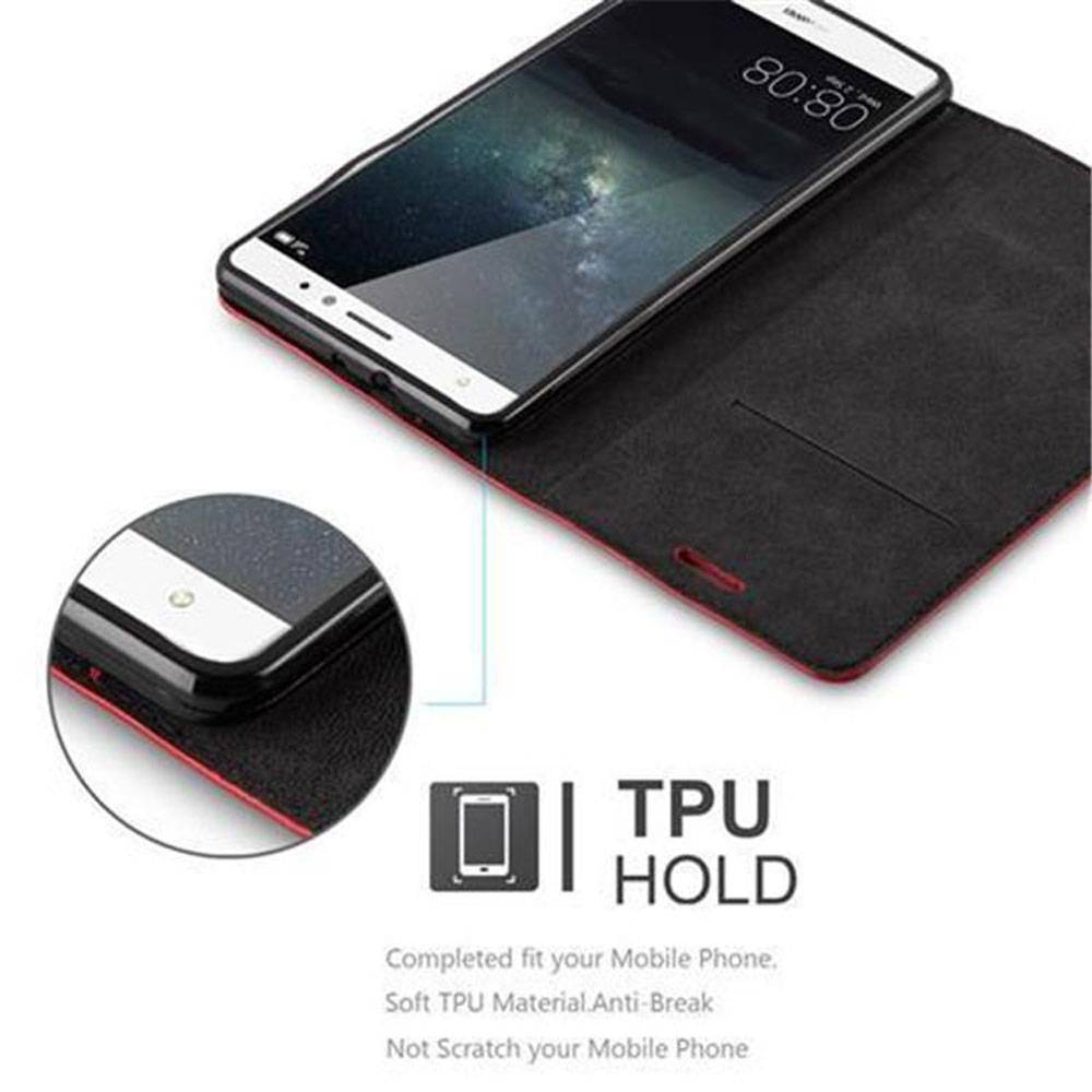Cadorabo Hülle für Huawei MATE S Schutz Hülle in Rot Handyhülle Etui Case Cover Magnetverschluss