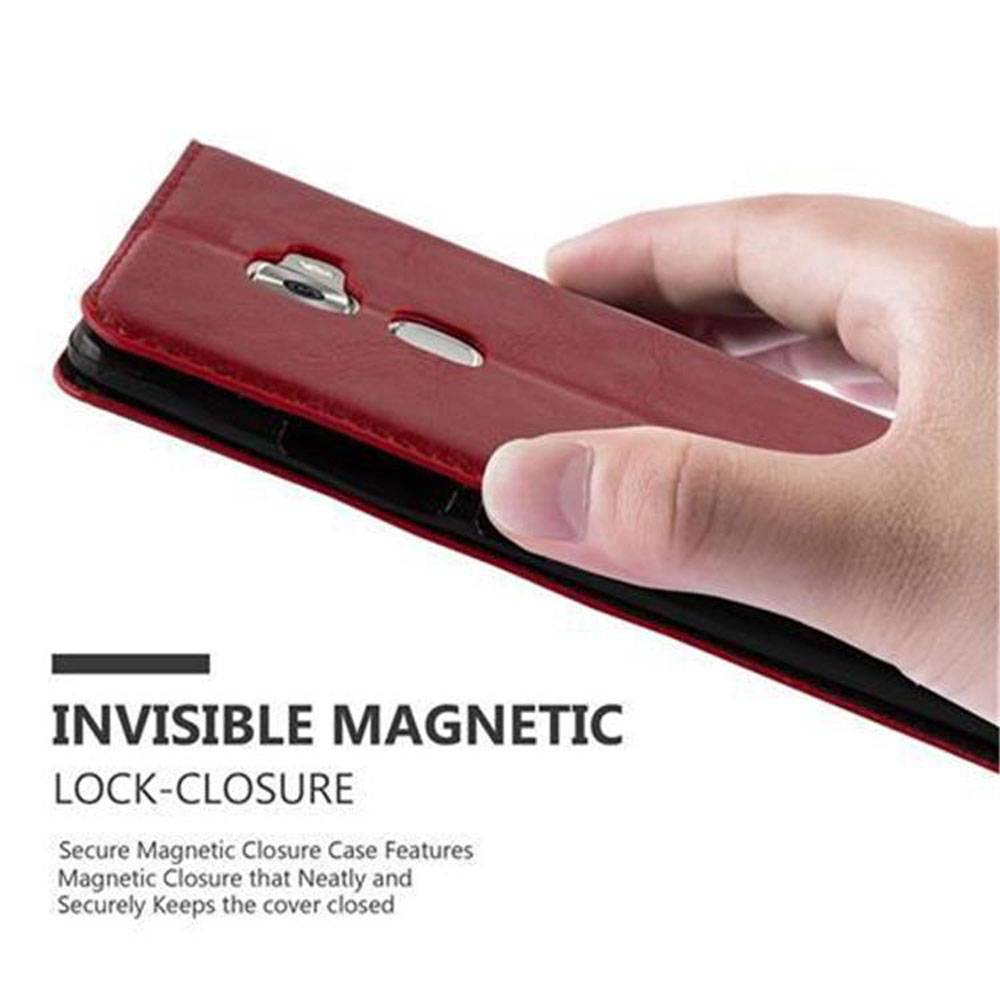 Cadorabo Hülle für Huawei MATE S Schutz Hülle in Rot Handyhülle Etui Case Cover Magnetverschluss
