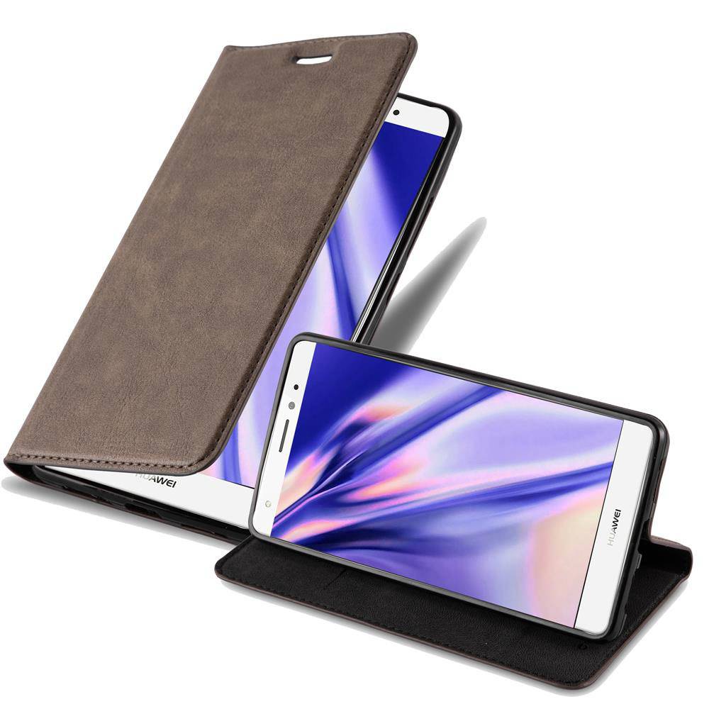 Cadorabo Hülle für Huawei MATE S Schutz Hülle in Braun Handyhülle Etui Case Cover Magnetverschluss