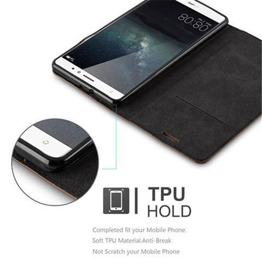 Cadorabo Hülle für Huawei MATE S Schutz Hülle in Braun Handyhülle Etui Case Cover Magnetverschluss