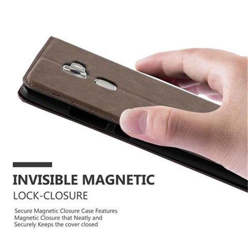 Cadorabo Hülle für Huawei MATE S Schutz Hülle in Braun Handyhülle Etui Case Cover Magnetverschluss