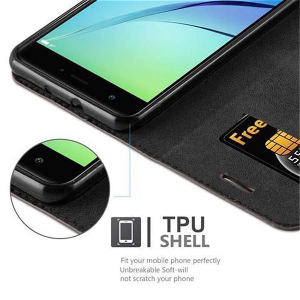 Cadorabo Hülle für Huawei NOVA Schutz Hülle in Braun Handyhülle Etui Case Cover Magnetverschluss
