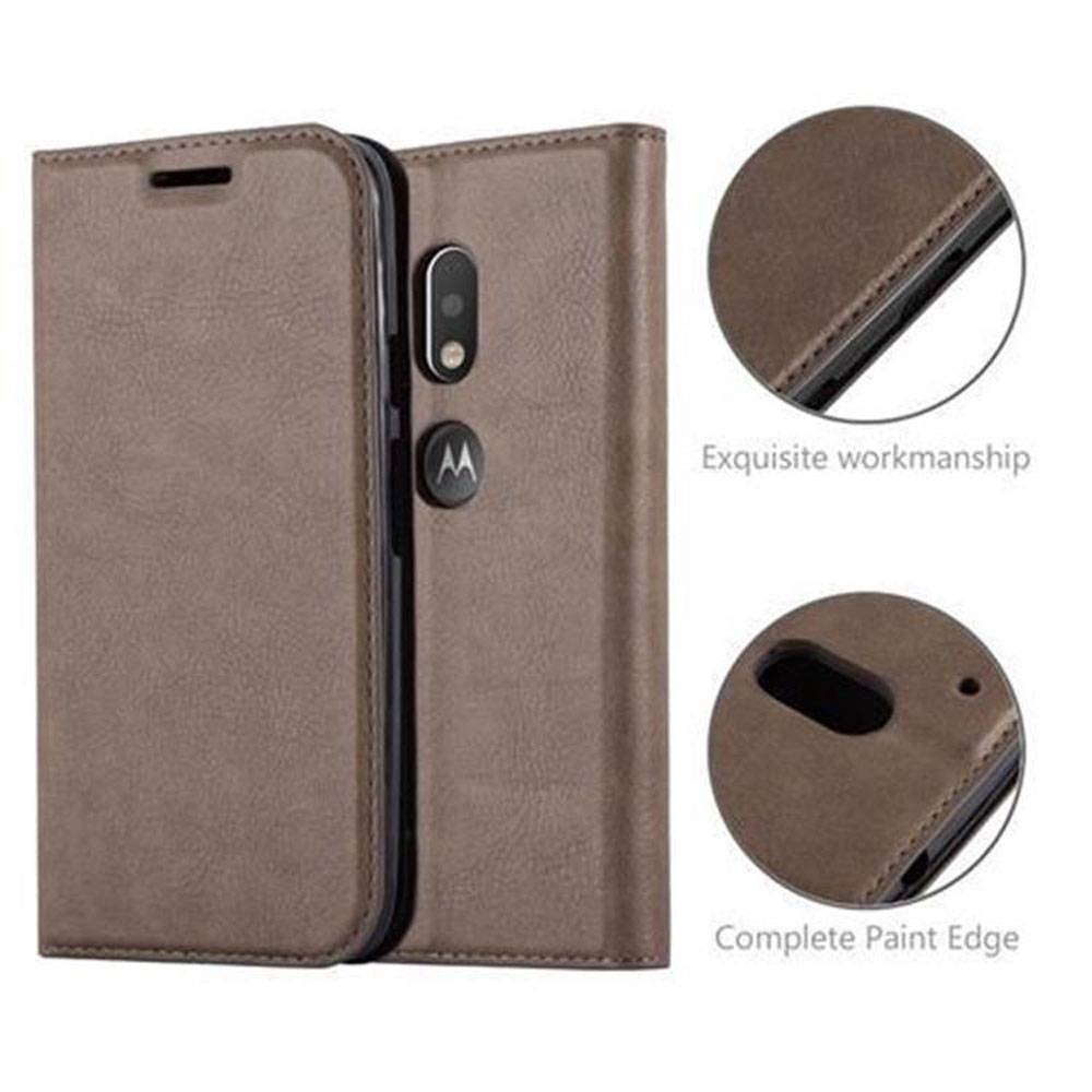Cadorabo Hülle für Motorola MOTO G4 PLAY Schutz Hülle in Braun Handyhülle Etui Case Cover Magnetverschluss