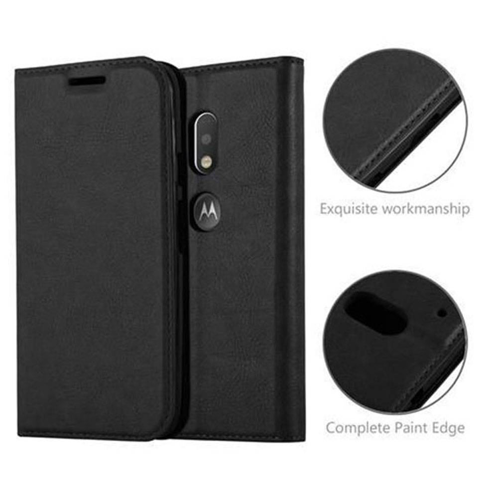 Cadorabo Hülle für Motorola MOTO G4 PLAY Schutz Hülle in Schwarz Handyhülle Etui Case Cover Magnetverschluss