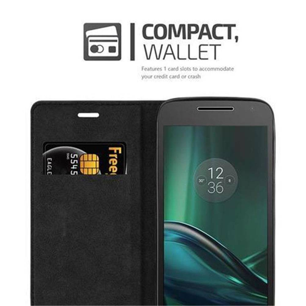 Cadorabo Hülle für Motorola MOTO G4 PLAY Schutz Hülle in Schwarz Handyhülle Etui Case Cover Magnetverschluss