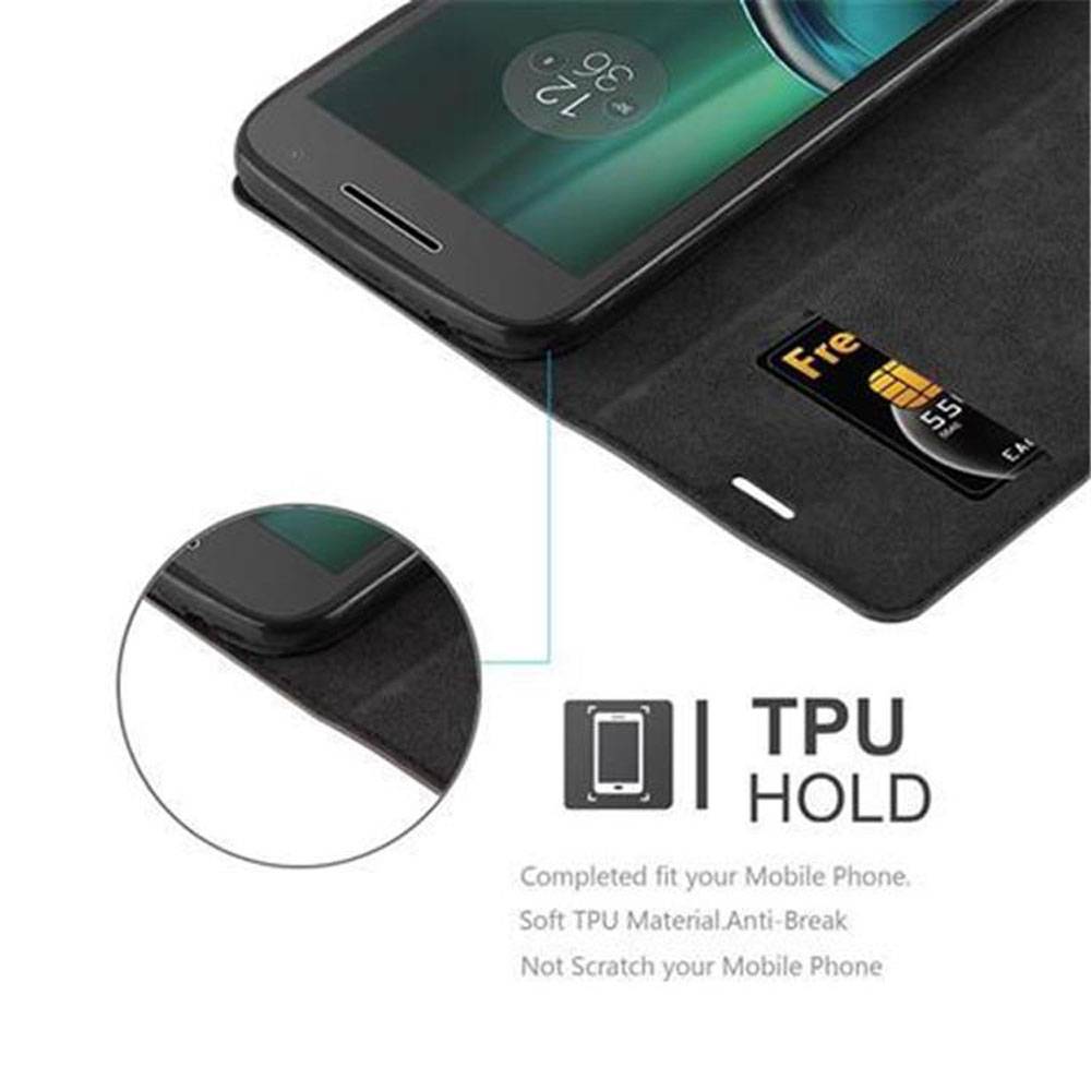 Cadorabo Hülle für Motorola MOTO G4 PLAY Schutz Hülle in Schwarz Handyhülle Etui Case Cover Magnetverschluss