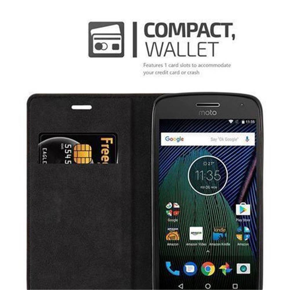 Cadorabo Hülle für Motorola MOTO G5 Schutz Hülle in Braun Handyhülle Etui Case Cover Magnetverschluss