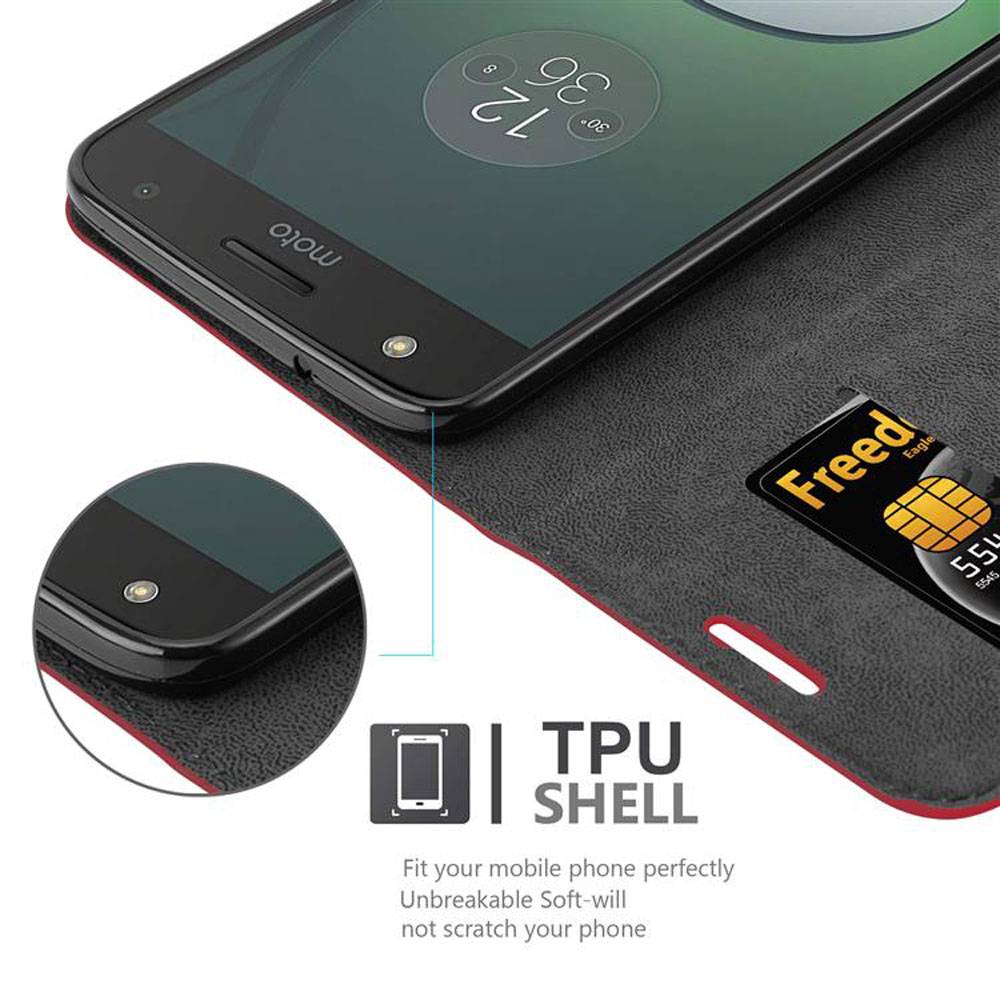 Cadorabo Hülle für Motorola MOTO Z PLAY Schutz Hülle in Rot Handyhülle Etui Case Cover Magnetverschluss