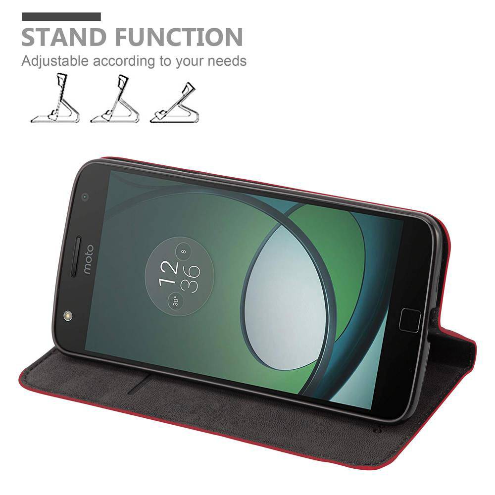 Cadorabo Hülle für Motorola MOTO Z PLAY Schutz Hülle in Rot Handyhülle Etui Case Cover Magnetverschluss