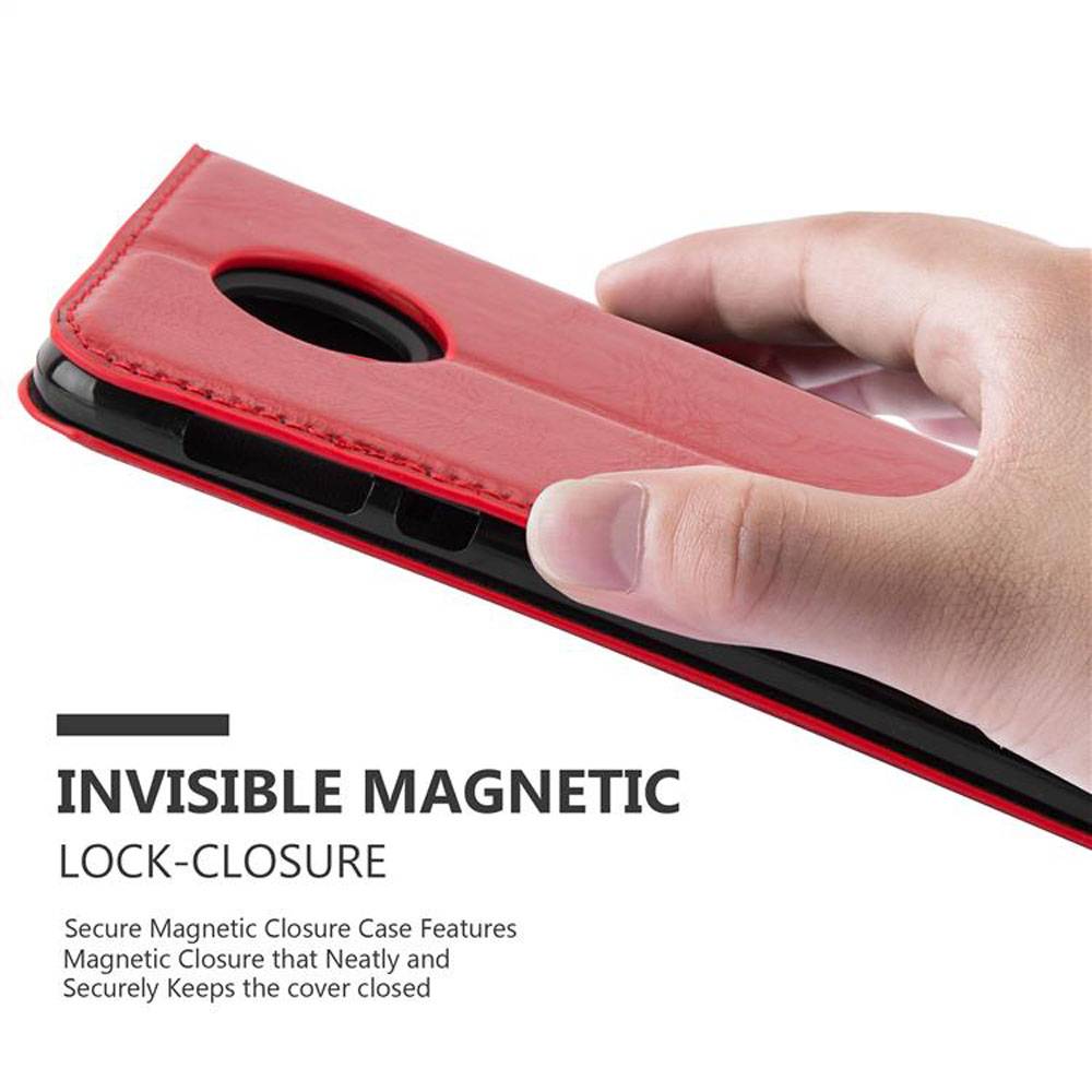 Cadorabo Hülle für Motorola MOTO Z PLAY Schutz Hülle in Rot Handyhülle Etui Case Cover Magnetverschluss