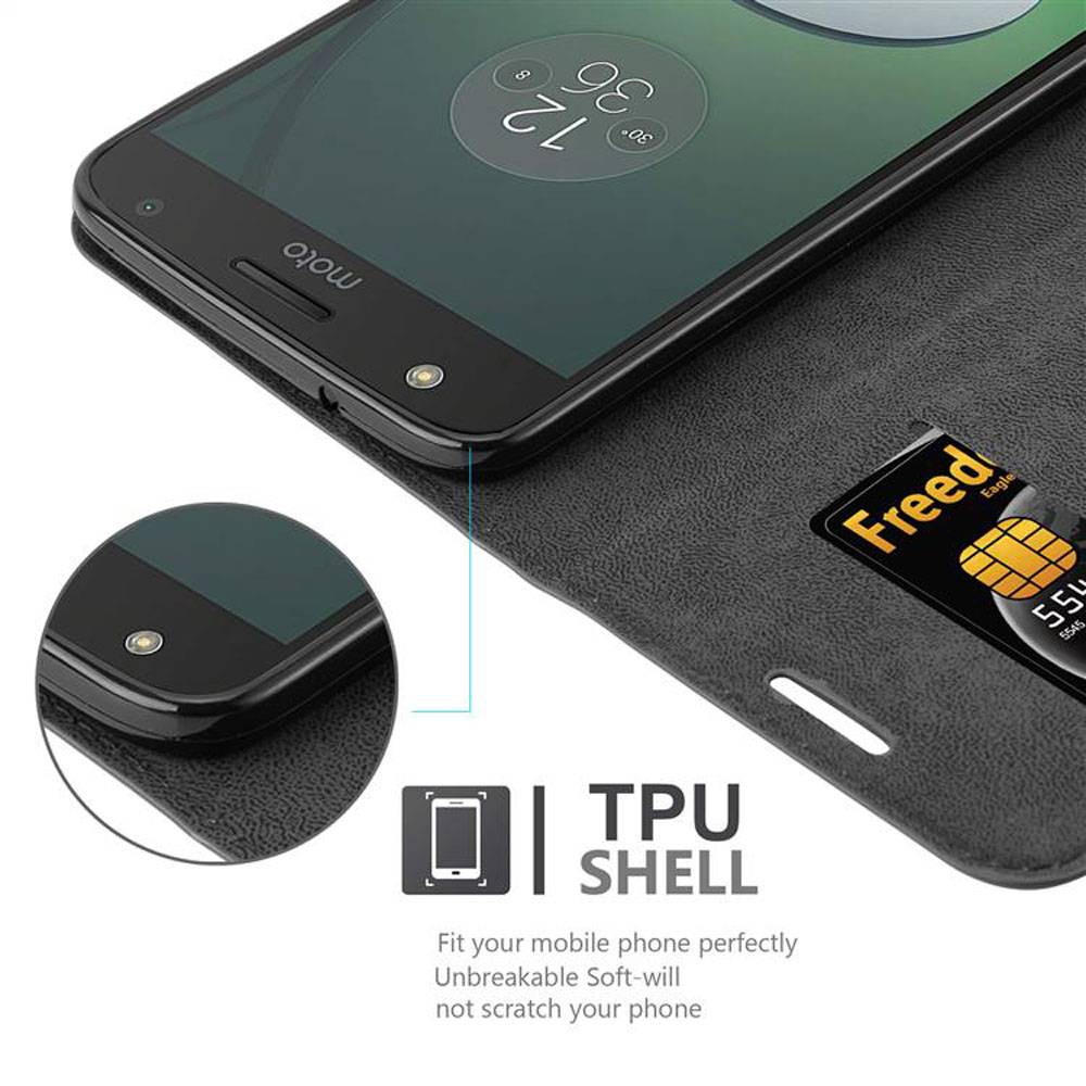 Cadorabo Hülle für Motorola MOTO Z PLAY Schutz Hülle in Schwarz Handyhülle Etui Case Cover Magnetverschluss