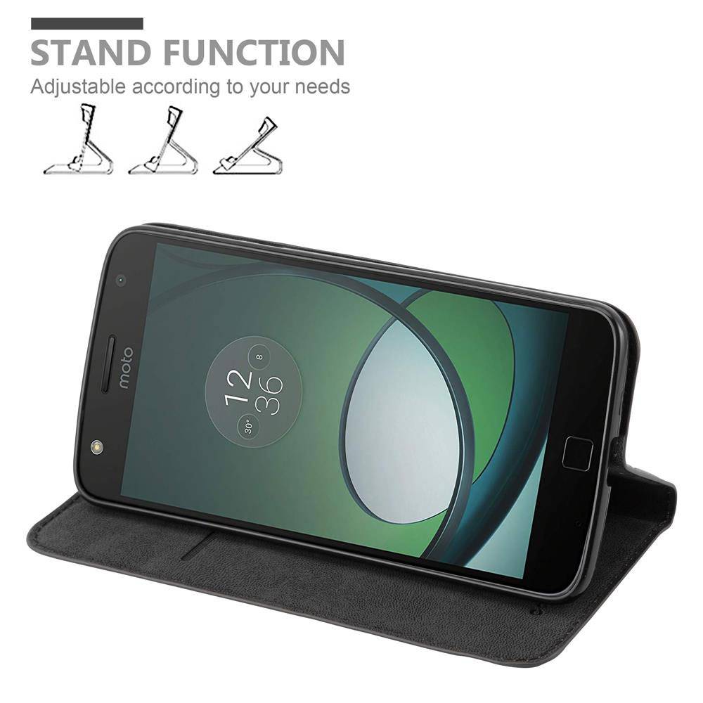 Cadorabo Hülle für Motorola MOTO Z PLAY Schutz Hülle in Schwarz Handyhülle Etui Case Cover Magnetverschluss